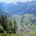 Blick auf Le Châble, im Val de Bagnes