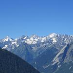 Blick ins Trientgebiet mit Mont Dolent, Aiguille d'Argentière und Aiguille du Tour