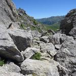 wie durch ein Labyrinth schlängelt sich nun der Bergweg durch diese Blocklandschaft