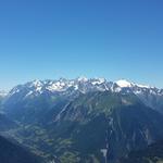 Blick ins Trientgebiet mit Mont Dolent, Aiguille d'Argentière und Aiguille du Tour