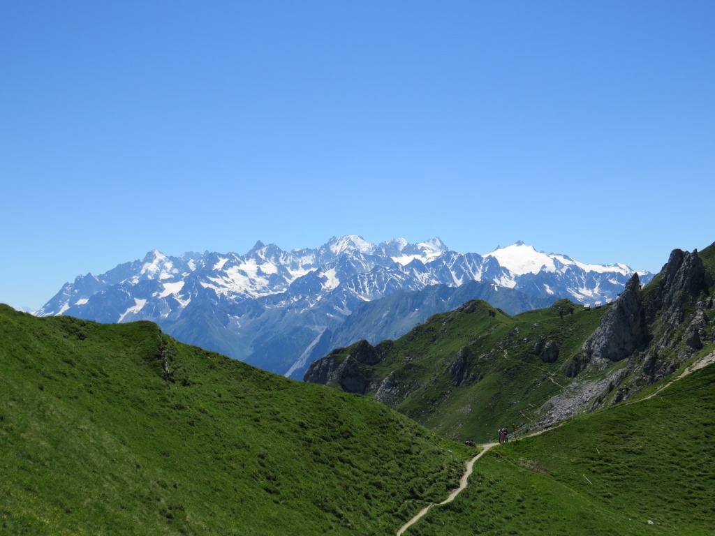 Blick ins Trientgebiet mit Mont Dolent, Aiguille d'Argentière und Aiguille du Tour