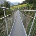 Die Hängebrücke hat ein Spannweite von 200m. Eine Höhe von105. Tragkraft 630 Personen