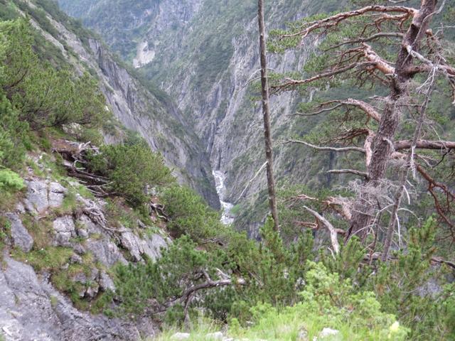 tief unten im Tal rauscht der Lochbach dahin