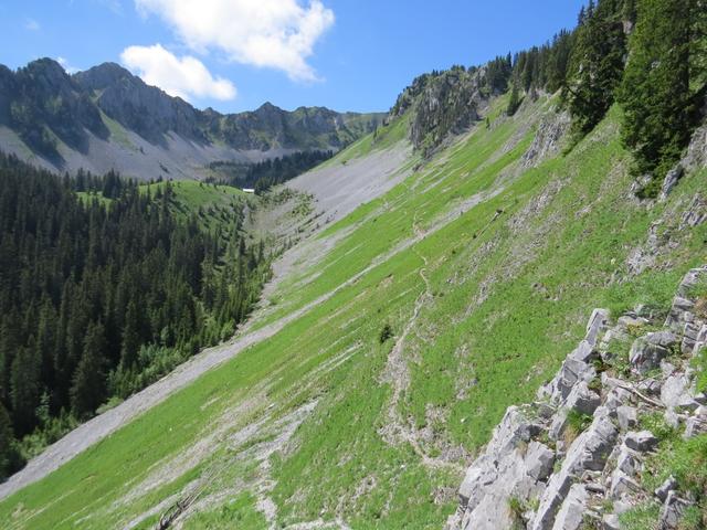 wir umkurven den Rücken der Arête de Pré Fleurie...