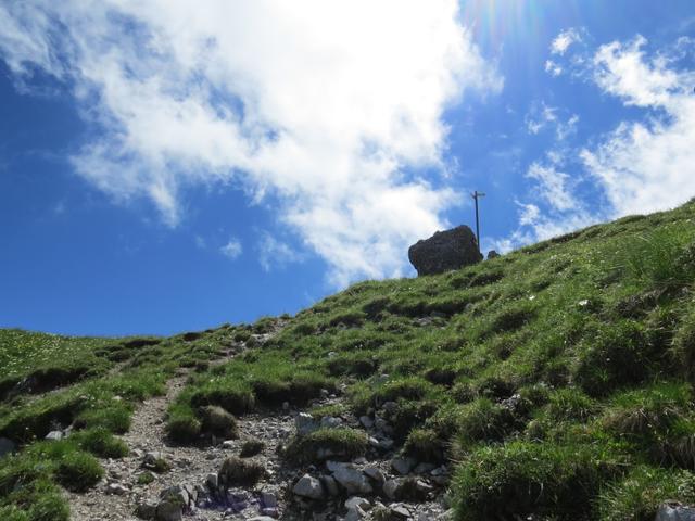 wir erreichen den grasigen Hang ein bisschen unterhalb der Pointe de Bellevue