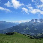 was für eine Aussicht! Dent Favre, Dent de Morcles, Grand Combin und Dents du Midi