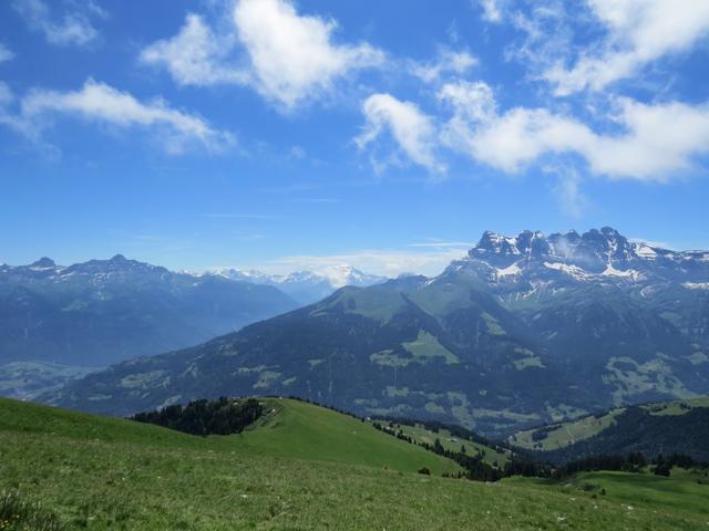 was für eine Aussicht! Dent Favre, Dent de Morcles, Grand Combin und Dents du Midi