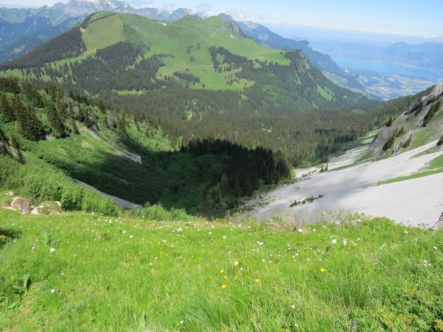 Tiefblick in das Gebiet von Les Conchettes, wo wir hindurch gewandert sind