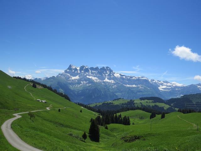 absolutes Schaustück ist gewiss der Dents du Midi, der mit seinen Nordabstürzen so schön gefächert Parade steht