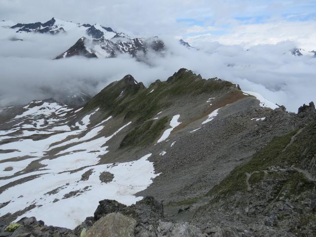 Blick zurück zum Sattel und den Weg von der Braunschweigerhütte