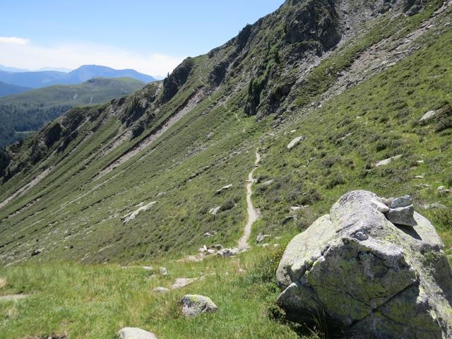 der Weg führt leicht bergauf zur kleinen Anhöhe