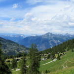 schönes Breitbildfoto mit Blick auf Prarion, La Tzoumaz und das Rhonetal