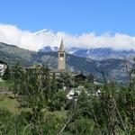Blick zurück nach Gignod und in die Walliser Alpen