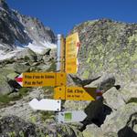 Wegweiser bei Punkt 2691 m.ü.M., unser nächstes Ziel ist nun die Cabane d'Orny