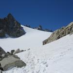 wir haben die Stelle erreicht wo man auf den Gletscher gelangen könnte