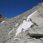 sehr steil geht es nun auf einen Sattel der sich oberhalb des Col d'Orny befindet