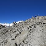 kurz unterhalb der Cabane du Trient und oberhalb des  Col d'Orny, erreichen wir einen kleinen Sattel