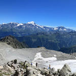 super schönes Breitbildfoto aufgenommen von der Cabane d'Orny. In der Bildmitte immer gut ersichtlich der Grand Combin