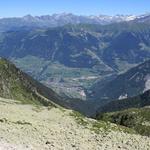 Tiefblick ins Val d'Entremont und Orsières