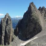 schöner Blick zum Petit Clocher des Planereuses und auf den Bergweg