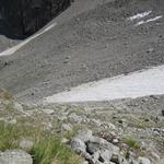 gut ersichtlich der Bergweg über das Geröllweg