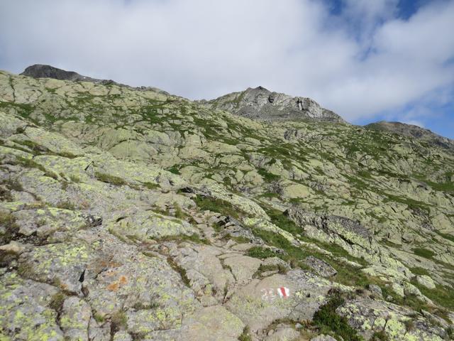 über gletschergeschliffene Felsen wandern wir über Punkt 2497 m.ü.M.  weiter aufwärts