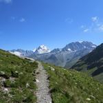 in weiten Serpentinen führt der Wanderweg uns nun über einen Pfad der auf den Col des Bastillon zuläuft