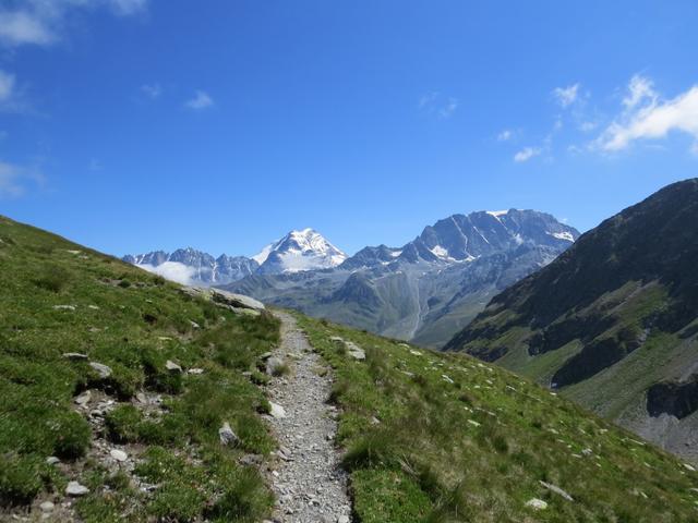 in weiten Serpentinen führt der Wanderweg uns nun über einen Pfad der auf den Col des Bastillon zuläuft