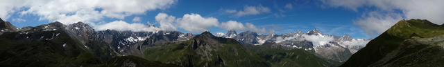 Fenêtre de Ferret, Grand Golliat, Montblanc, Grandes Jorasses, Aiguille de Triolet , Aiguille Verte, Mont Dolent, Tour Noir