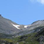 Blick von den Lacs de Fenêtre, zum Übergang Fenêtre de Ferret. Unser nächstes Ziel