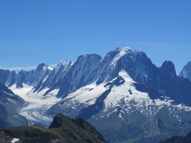 Blick Richtung Glacier d'Argentière, Mont Dolent und Aiguille Verte