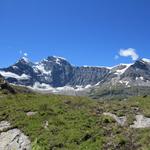 vom See Blicken wir zum Tour de Boussine, Combin de la Tsessette und Tournelon Blanc