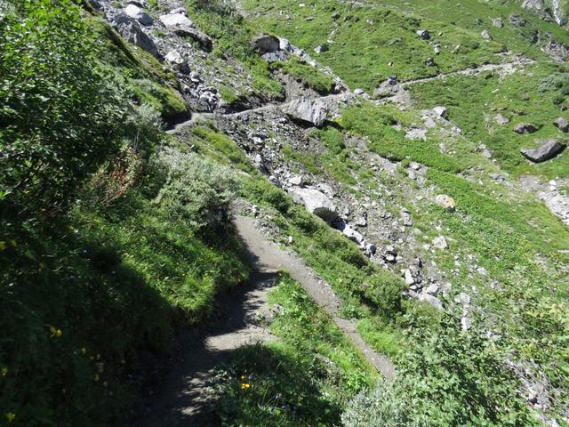 bei der Weggabelung Pazagnou führt rechts abbiegend, der Wanderweg nach Mauvoisin hinunter