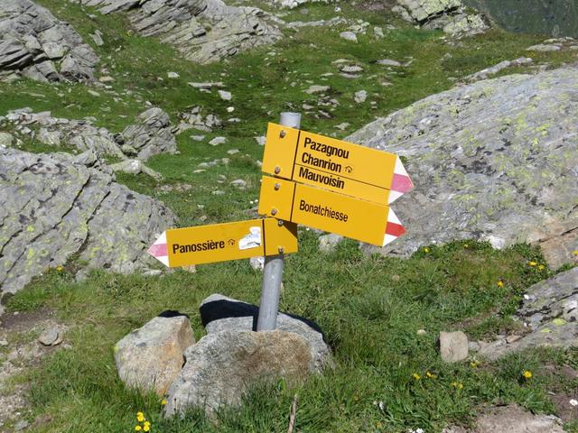 Wegweiser bei Punkt 2520 m.ü.M.