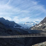Blick zurück zur Hängebrücke und den Glacier de Corbassière...