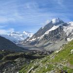 letzter Blick zurück: Glacier de Corbassière, Grand Combin, Combin de Corbassière und Glacier des Follâts