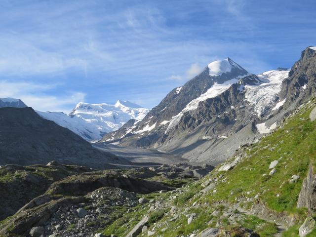 letzter Blick zurück: Glacier de Corbassière, Grand Combin, Combin de Corbassière und Glacier des Follâts