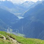 Blick ins Val d'Entremont, Bourg St.Pierre und der Stausee Lac des Toules