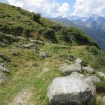 kurz vor den Alphütten von Boveire d'en Bas 2230 m.ü.M. biegt der Wanderweg rechts ab