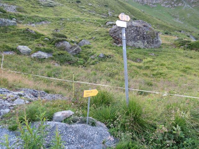 hier biegen wir stark nach links ab und erreichen die Wegkreuzung bei Punkt 2183 m.ü.M.