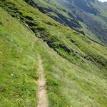 der Wanderweg führt uns weiter alles den steilen Hänge von La Perraire hindurch