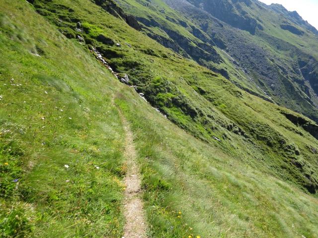 der Wanderweg führt uns weiter alles den steilen Hänge von La Perraire hindurch