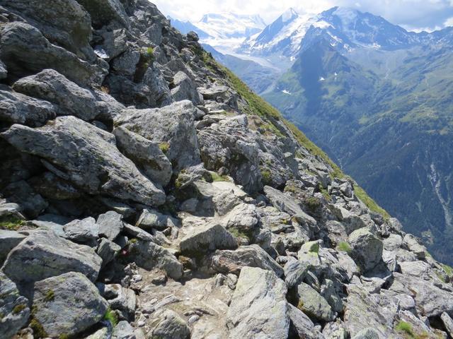 der Wanderweg führt nun immer wieder über kleine Rippen und Graben hinweg 2580 m.ü.M.