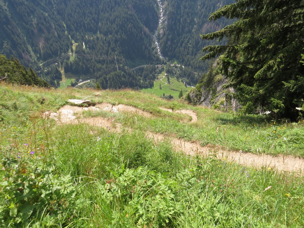 der sehr gut angelegte Serpentinenweg führt einem sicher Richtung Talgrund