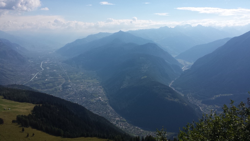 Blick auf das Rhonetal, Martigny und nach Sembrancher