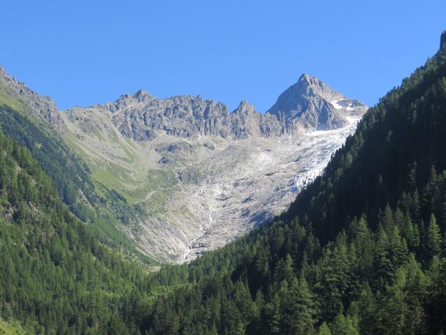 rechts von uns die Gletscherfelder des Trientplateaus, des nördlichsten Zipfel der Mont-Blanc­-Gruppe
