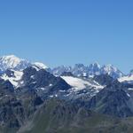 und als Krönung ganz zum Schluss seine Majestät der Mont Blanc, mit Grandes Jorasses, Mont Dolent und Aiguille d'Argentière