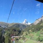 mit der Gondelbahn schweben wir über Furi, hinauf zur Bergstation Schwarzsee