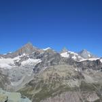 Ober Gabelhorn 4063m, Zinalrothorn 4221m und Weisshorn 4506m