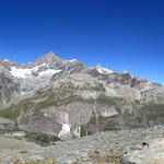sehr schönes Breitbildfoto mit Dent Blanche, Schönbielgletscher, Ober Gabelhorn und Zinalrothorn